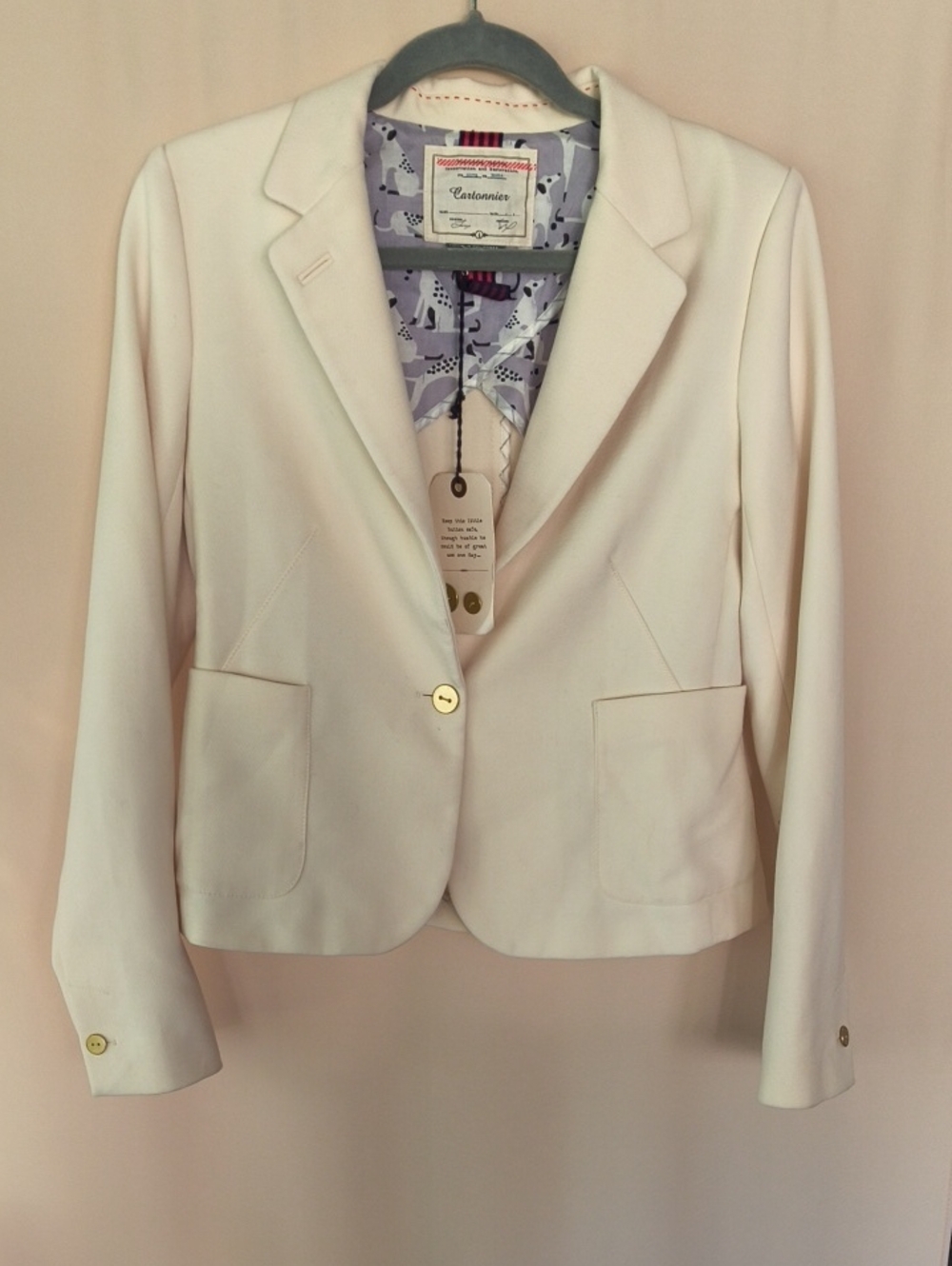 NWOT Anthropologie Cartonnier Cream Single-Button Tailored Blazer Size 6